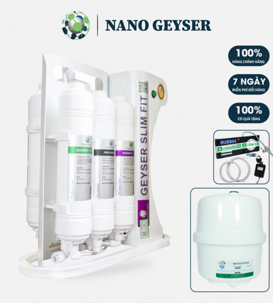 Máy lọc nước Slim Fit 400G Nano Geyser 5 cấp công nghệ Mỹ công suất vượt trội 80L/h