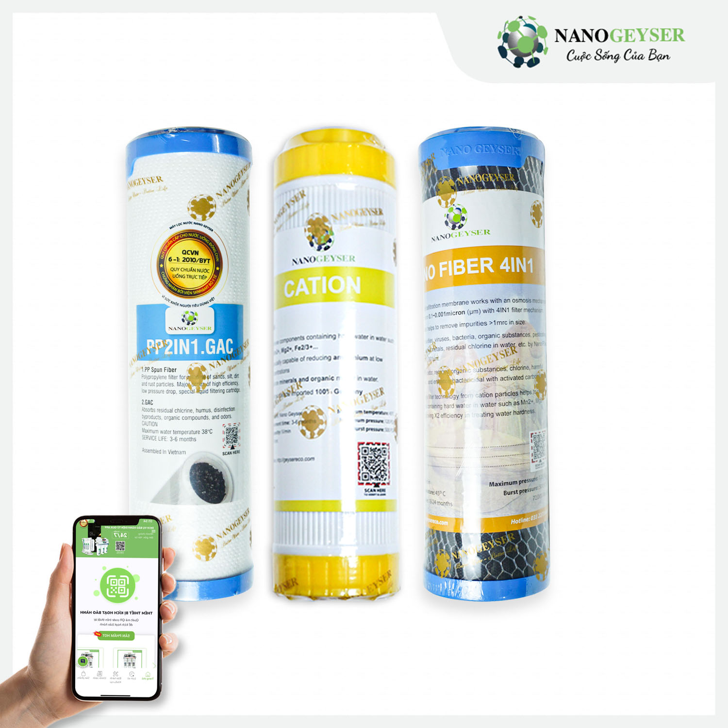 Combo lõi PP 2IN1.GAC - Cation - Nano Fiber 4IN1