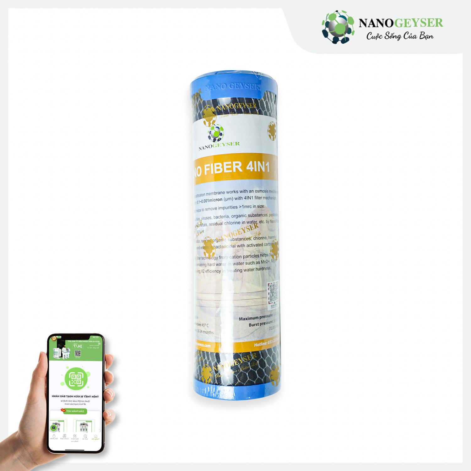 Lõi lọc Nano Fiber 4IN1 Nano Geyser diệt khuẩn
