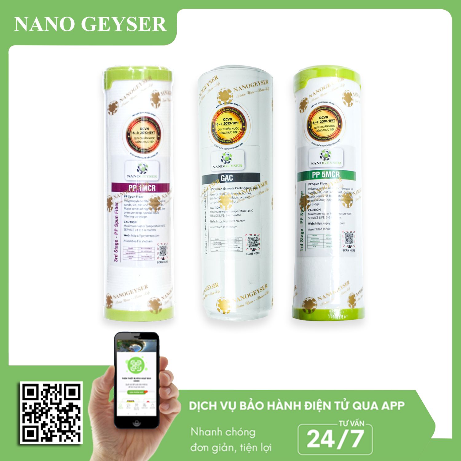 Combo lõi 123 RO Nano Geyser