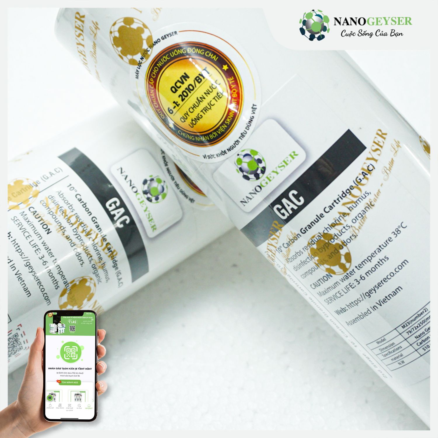 Lõi than GAC dạng xốp Nano Geyser chính hãng